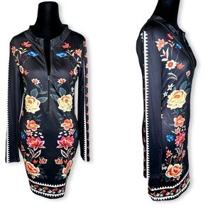 Floral Black Long Sleeve Dress